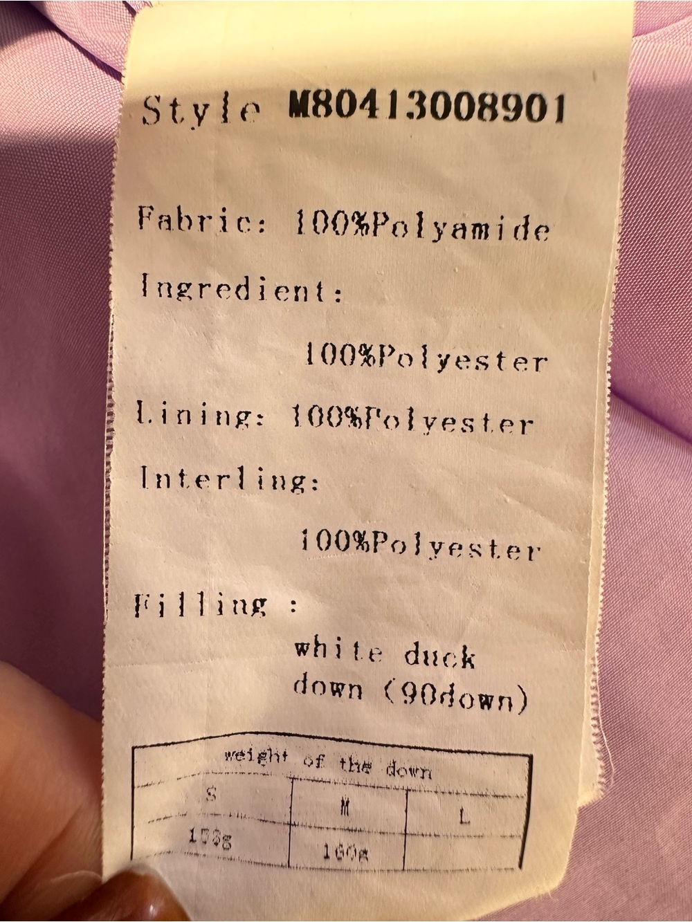 MUKZIN Space Lavender 90% Duck Down Oversized Puffer Jacket M - Picture 12 of 13